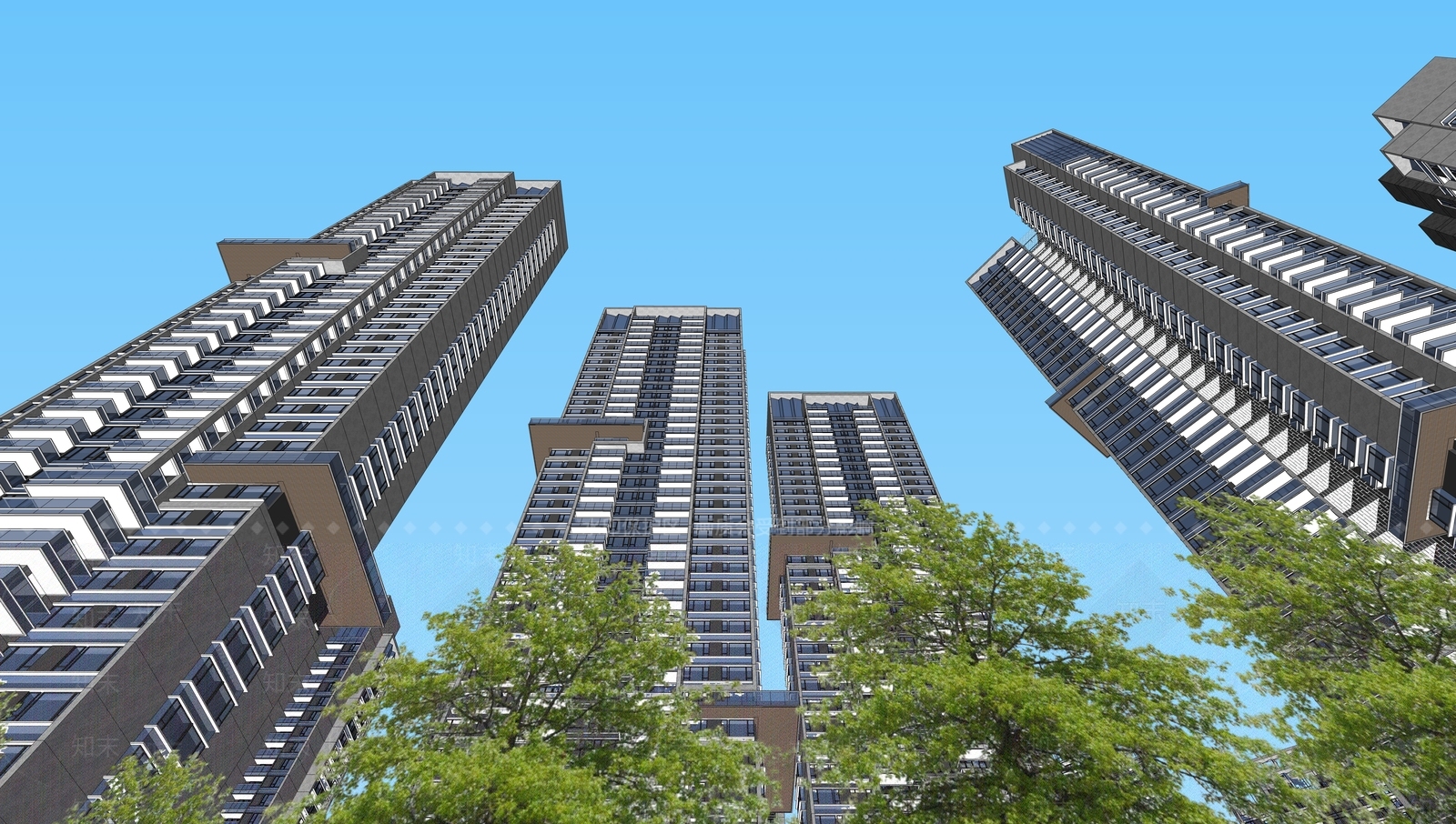 现代高层住宅SU模型下载【ID:1186525900】