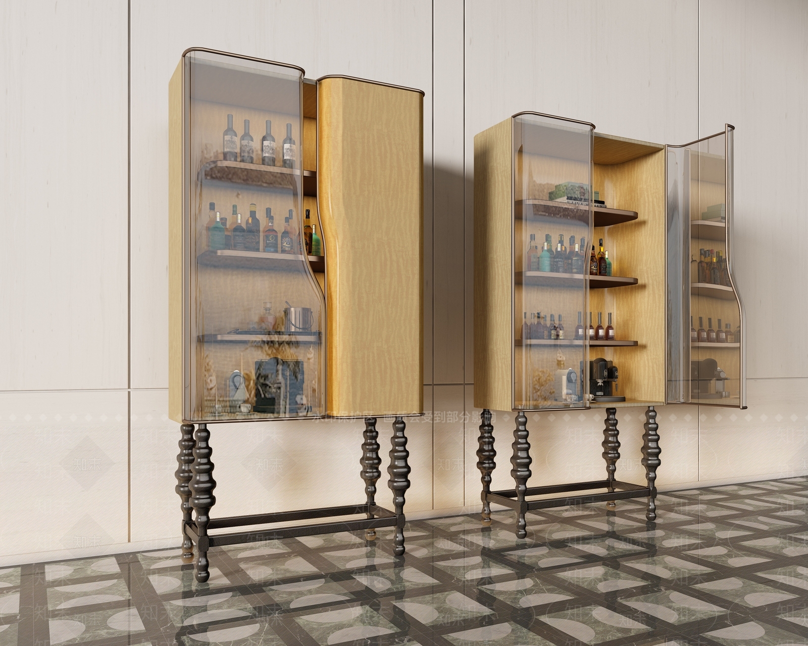 意式轻奢酒柜3D模型下载【ID:1186529951】