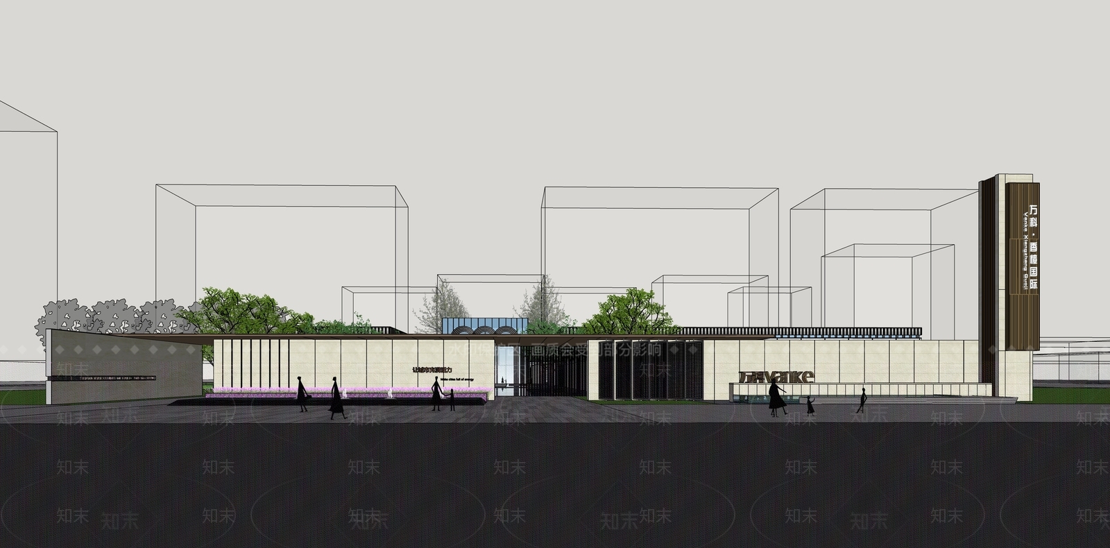 现代欧式小区建筑SU模型下载【ID:1186530396】