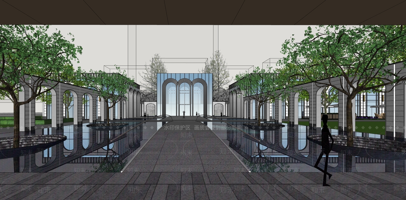 现代欧式小区建筑SU模型下载【ID:1186530396】