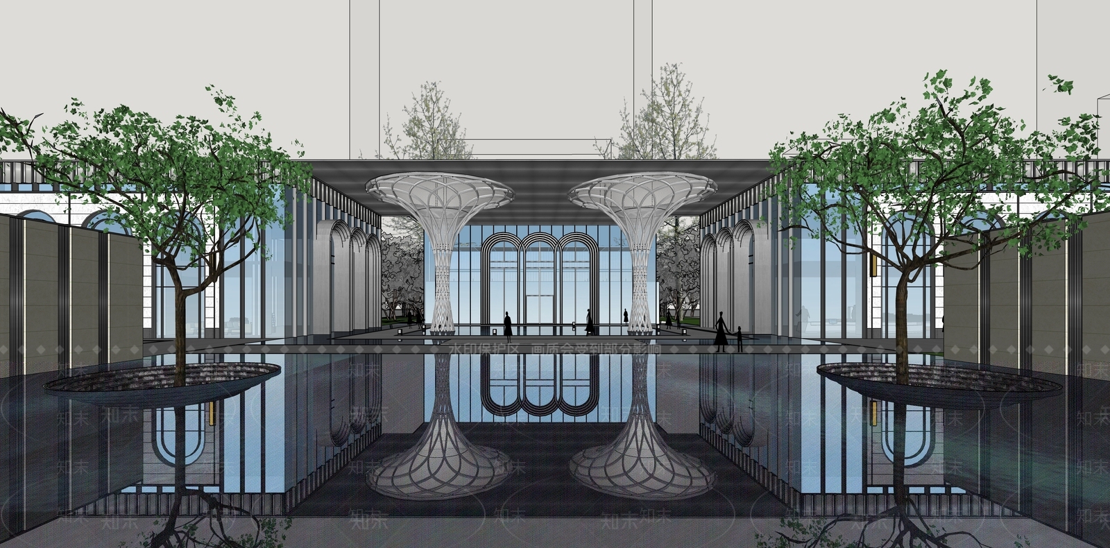 现代简欧小区建筑SU模型下载【ID:1186531664】