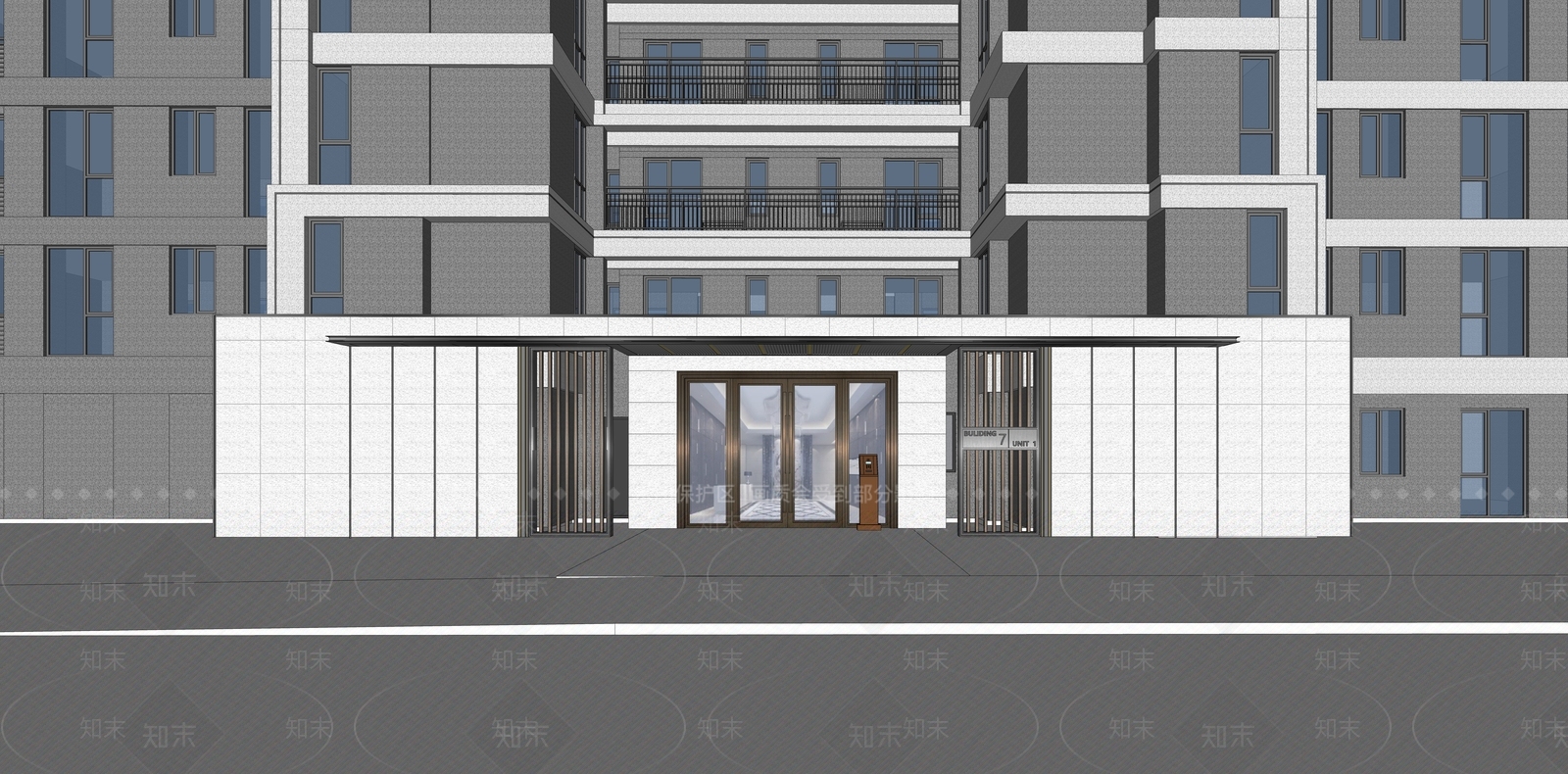 现代极简小区建筑SU模型下载【ID:1186531858】