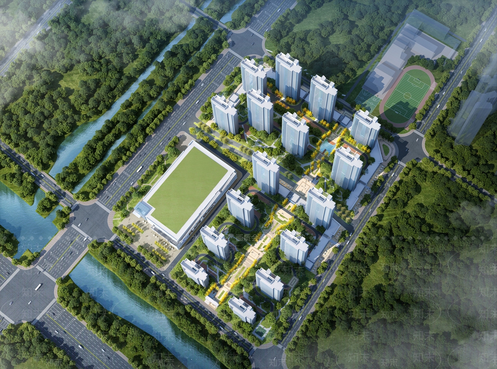 现代极简小区建筑SU模型下载【ID:1186531858】