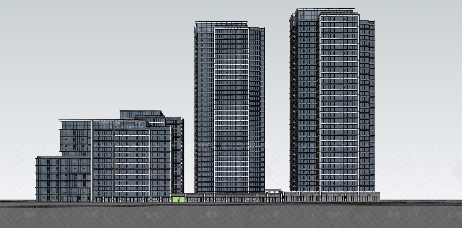 现代极简小区建筑SU模型下载【ID:1186532038】