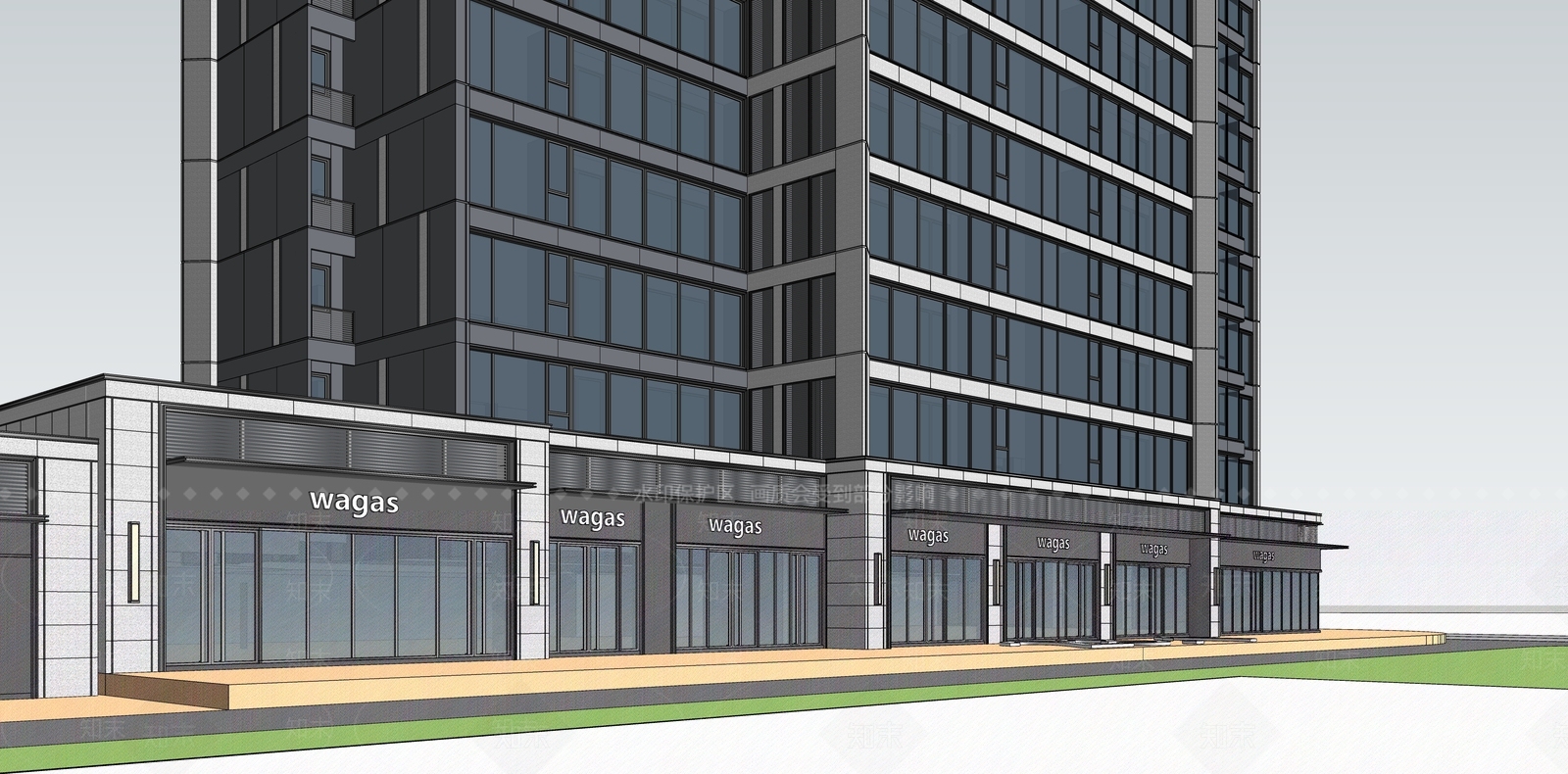 现代极简小区建筑SU模型下载【ID:1186532038】