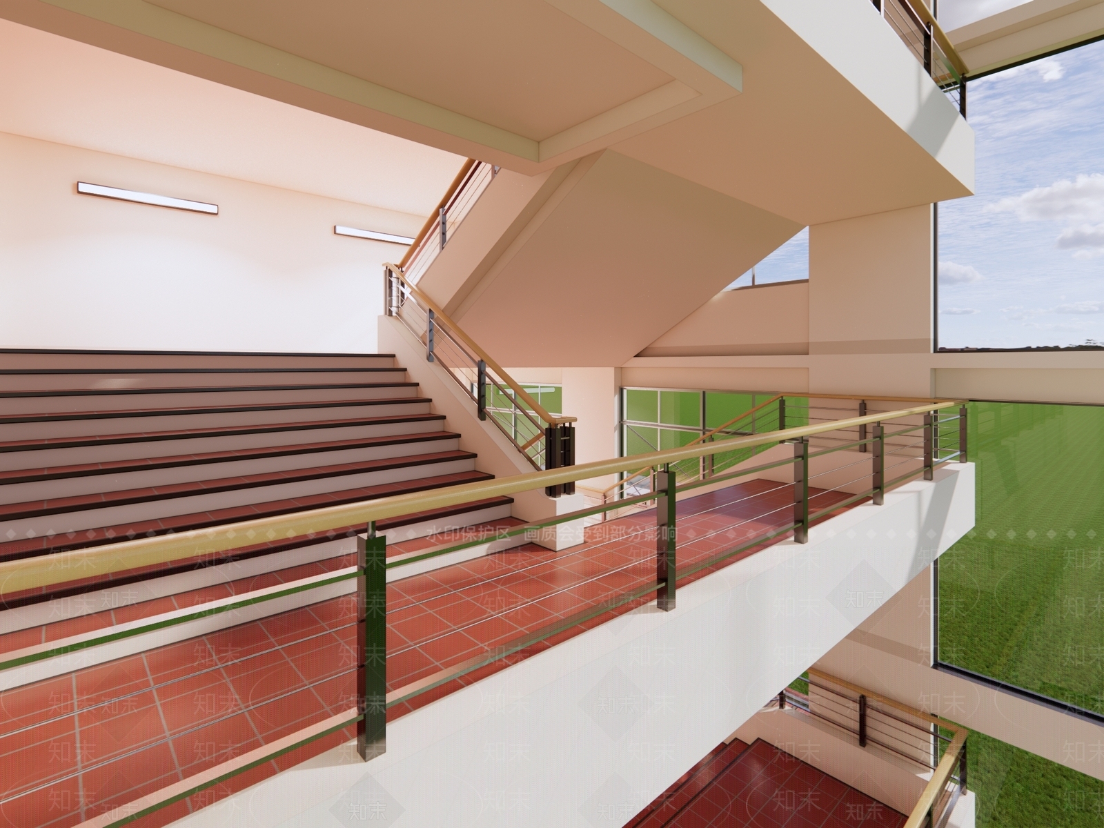 现代新中式楼梯间3D模型下载【ID:1186533629】