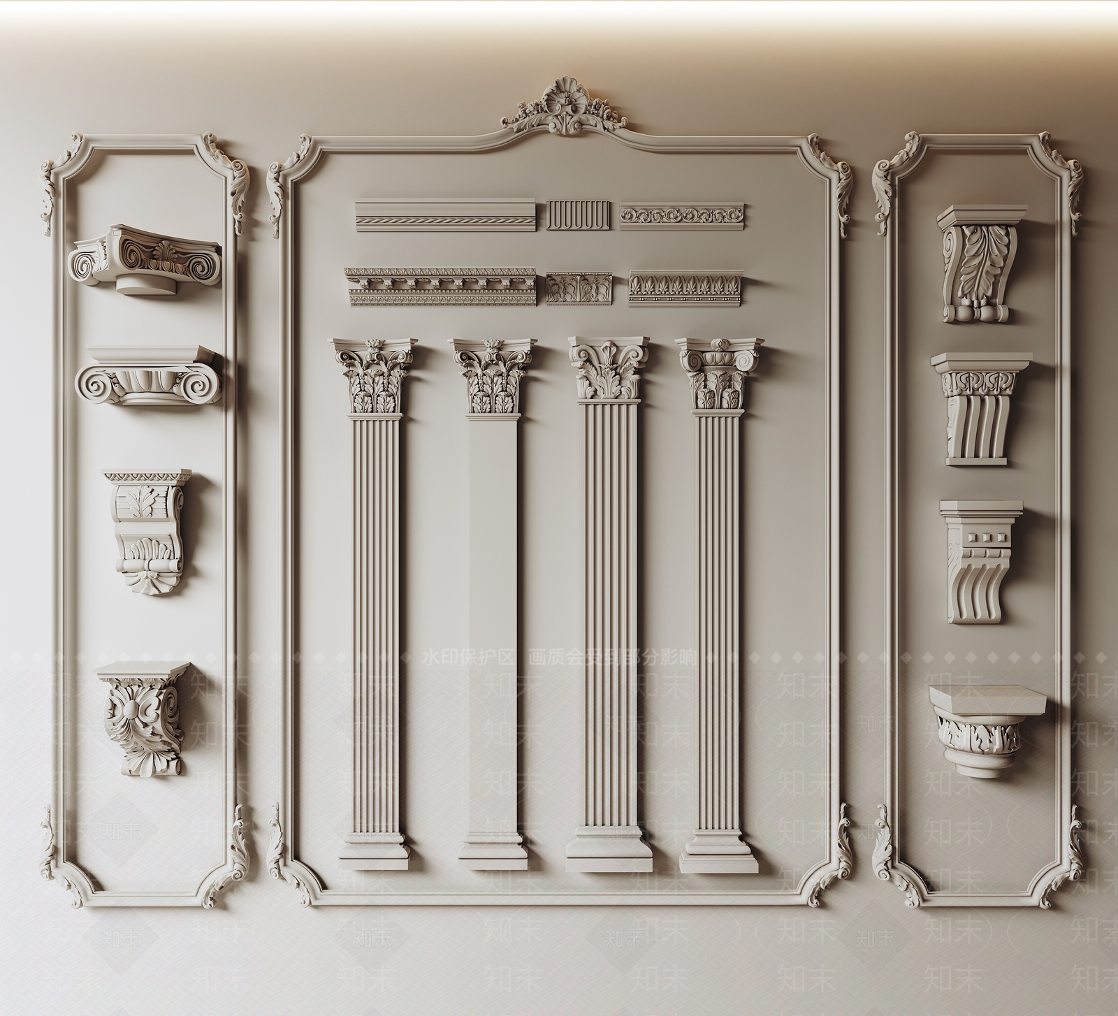 法式柱子SU模型下载【ID:1186536049】