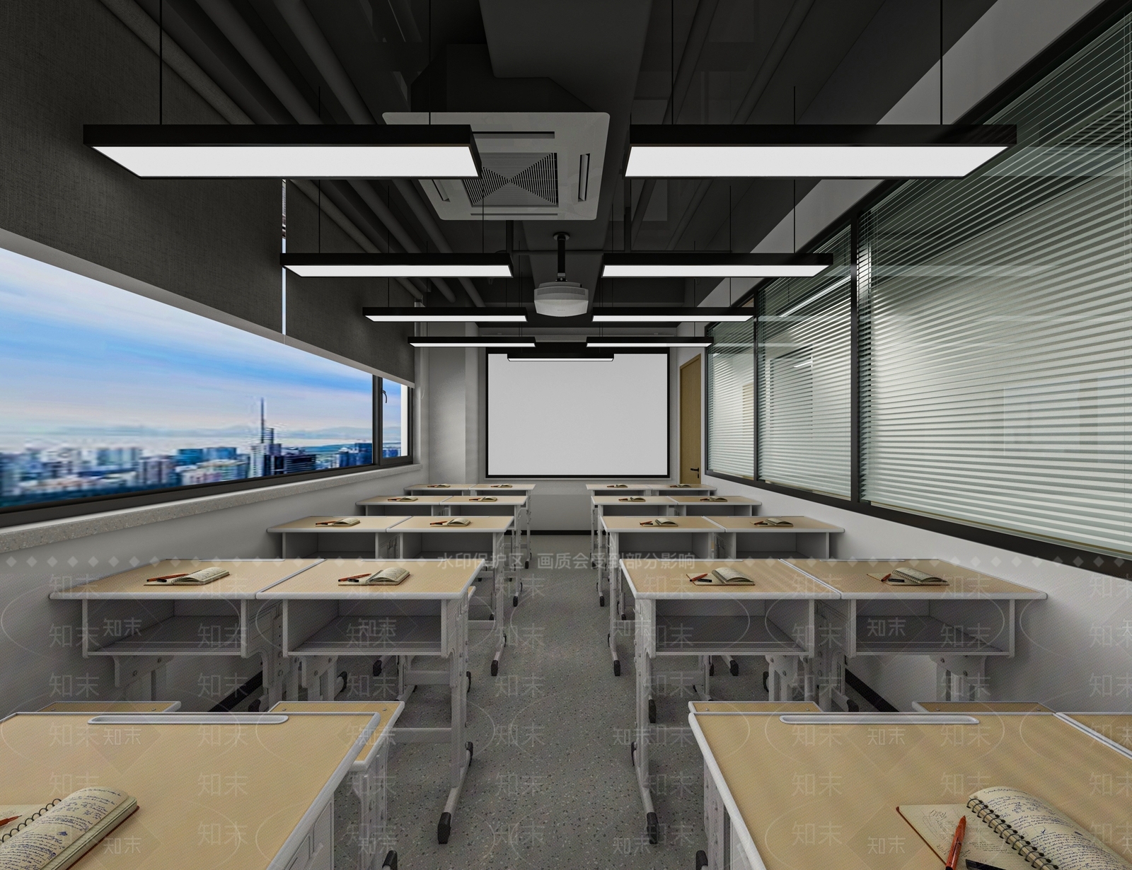 现代新中式教室3D模型下载【ID:1186541884】