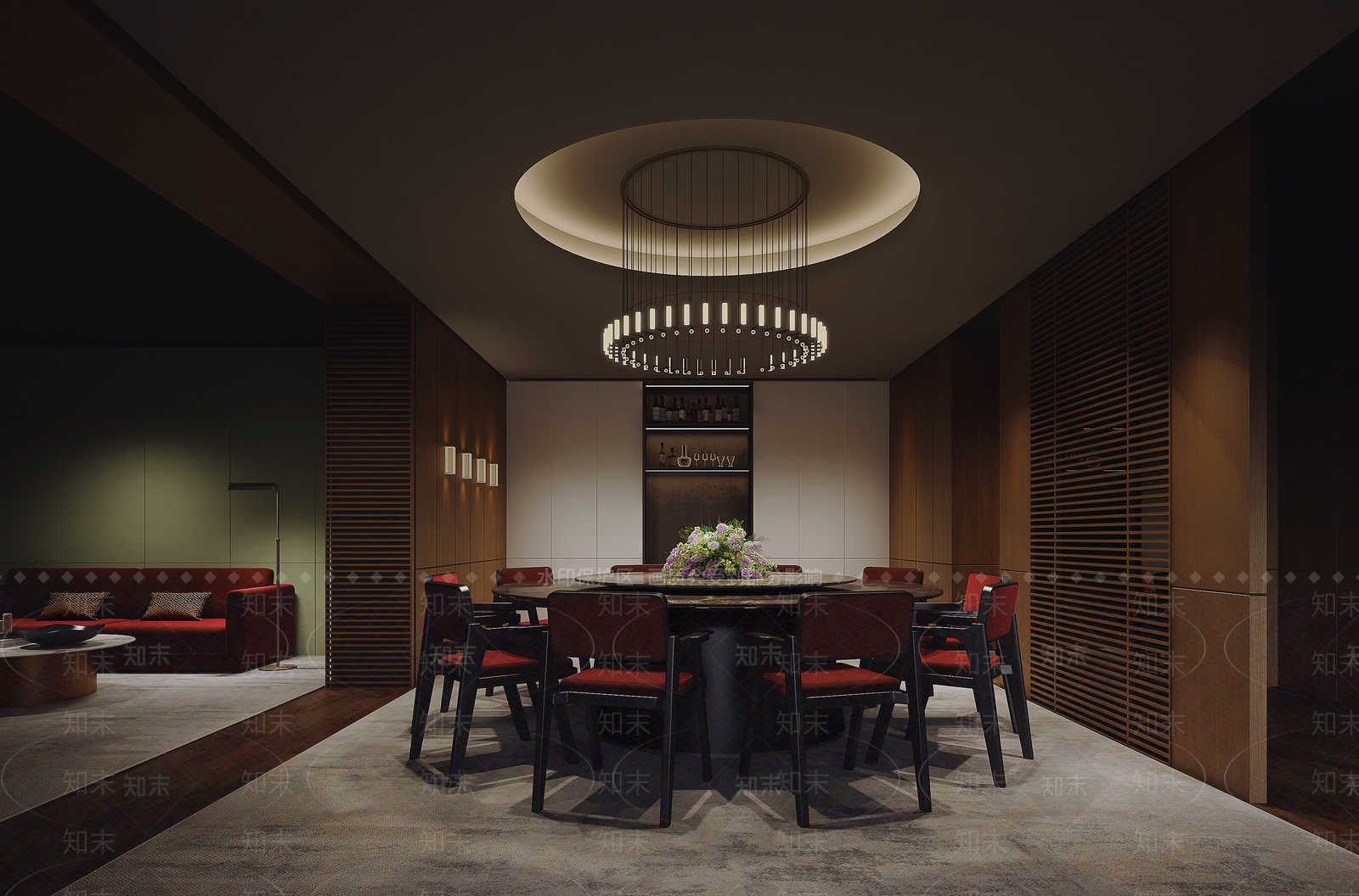 现代新中式包厢3D模型下载【ID:1186542511】