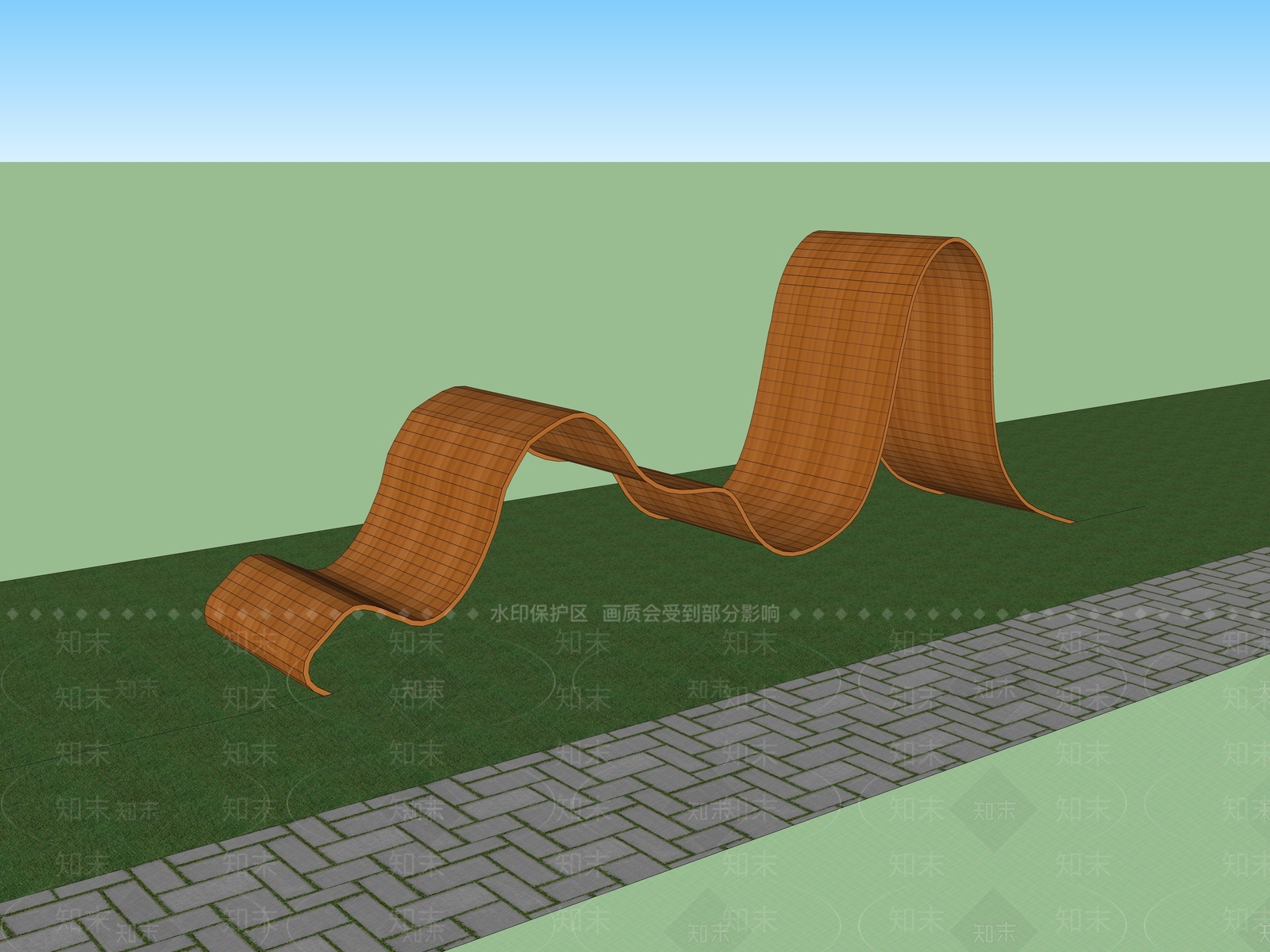 现代原木景观座椅SU模型下载【ID:1186553840】