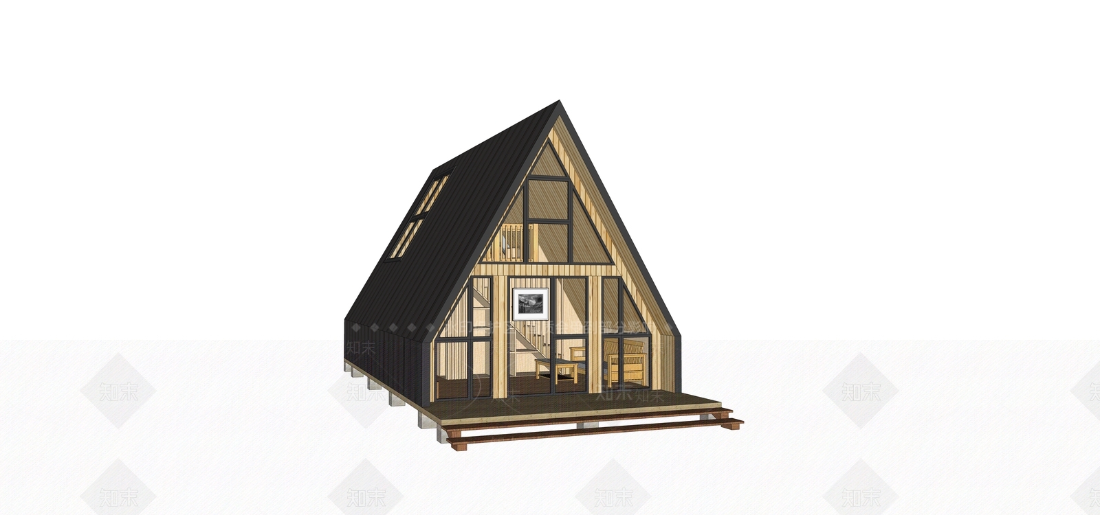 现代木屋SU模型下载【ID:1186555690】