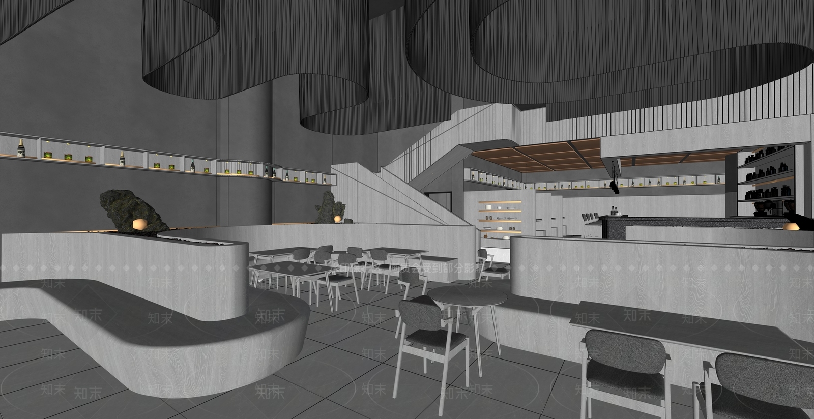 现代西餐厅SU模型下载【ID:1186555703】