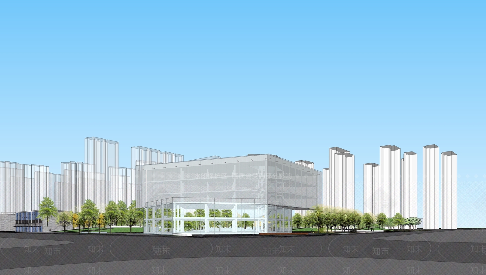 现代售楼处建筑SU模型下载【ID:1186570933】