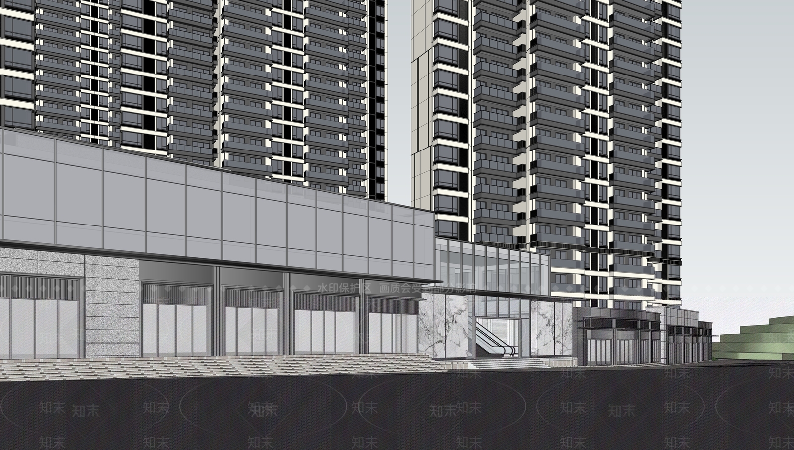 现代轻奢高层住宅SU模型下载【ID:1186567568】
