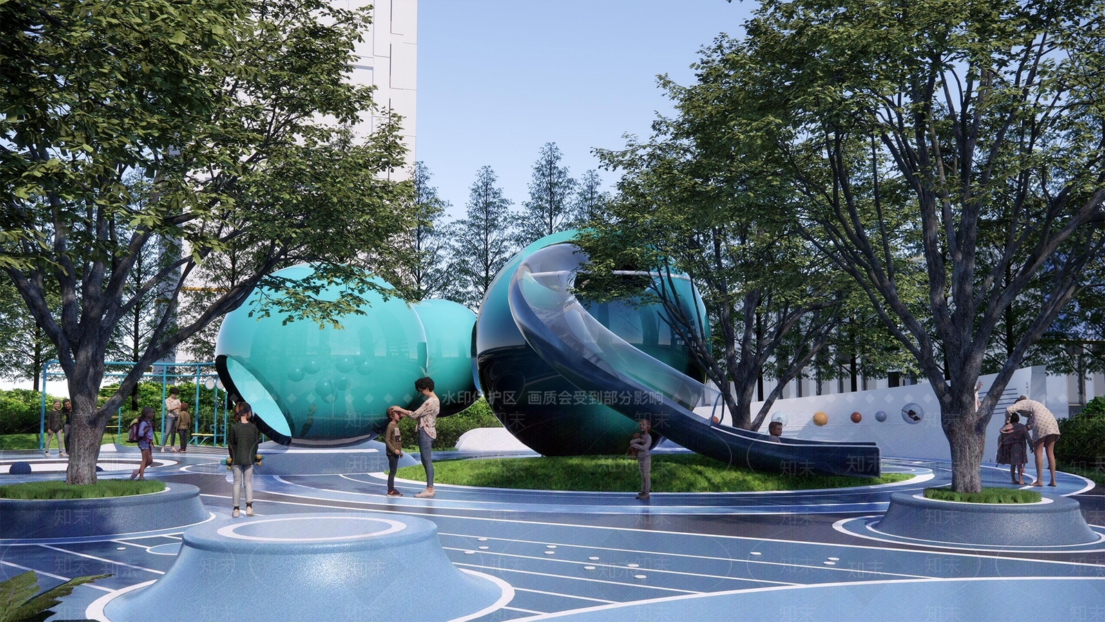 现代极简儿童游乐区SU模型下载【ID:1186568564】
