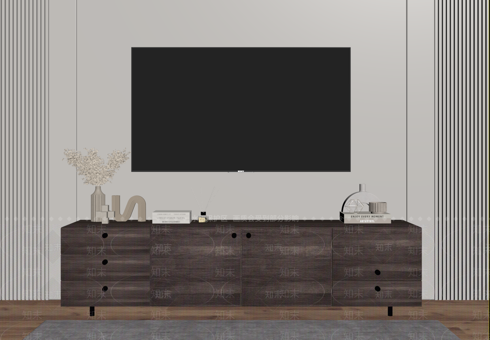 中古侘寂电视柜SU模型下载【ID:1186570981】