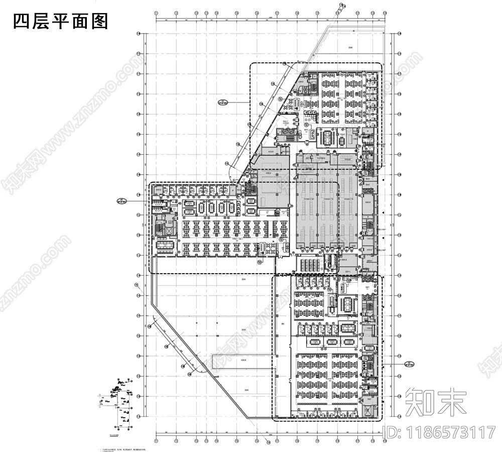 现代简约整体办公空间cad施工图下载【ID:1186573117】