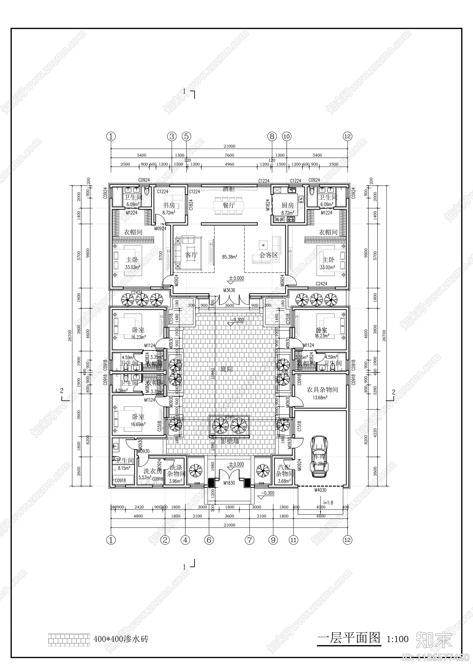 中式四合院施工图下载【ID:1186577450】