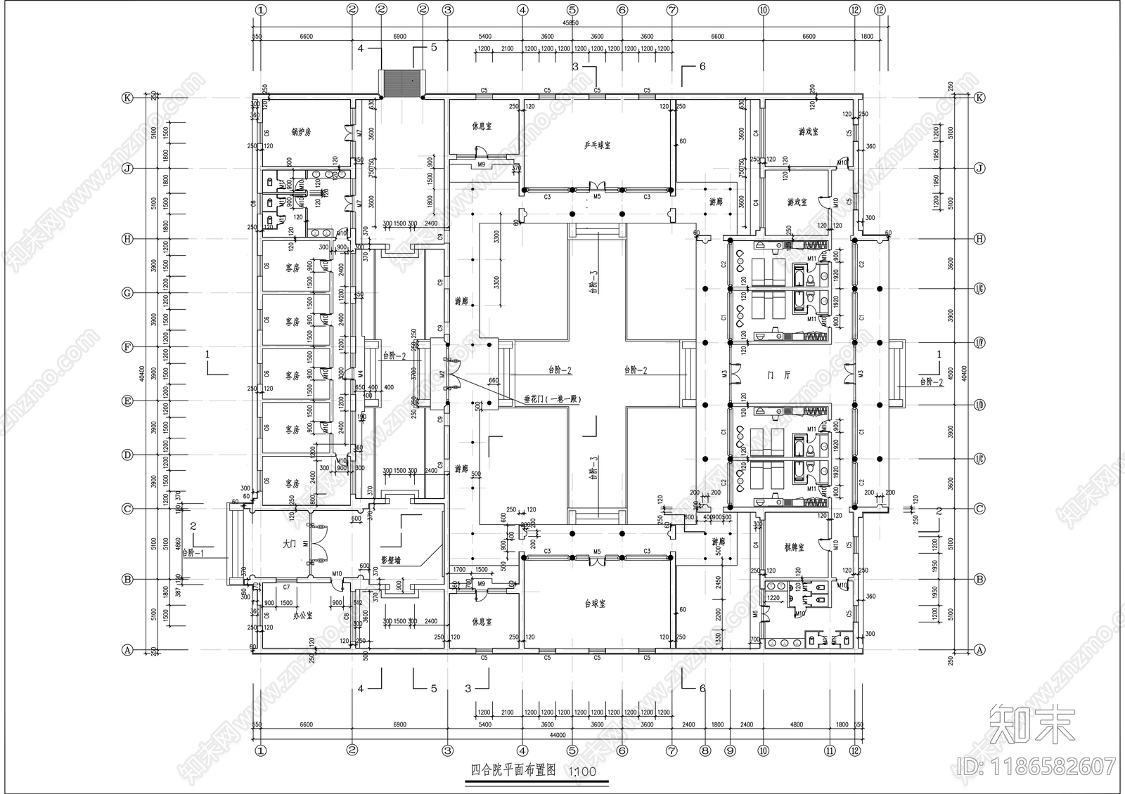 中式四合院施工图下载【ID:1186582607】