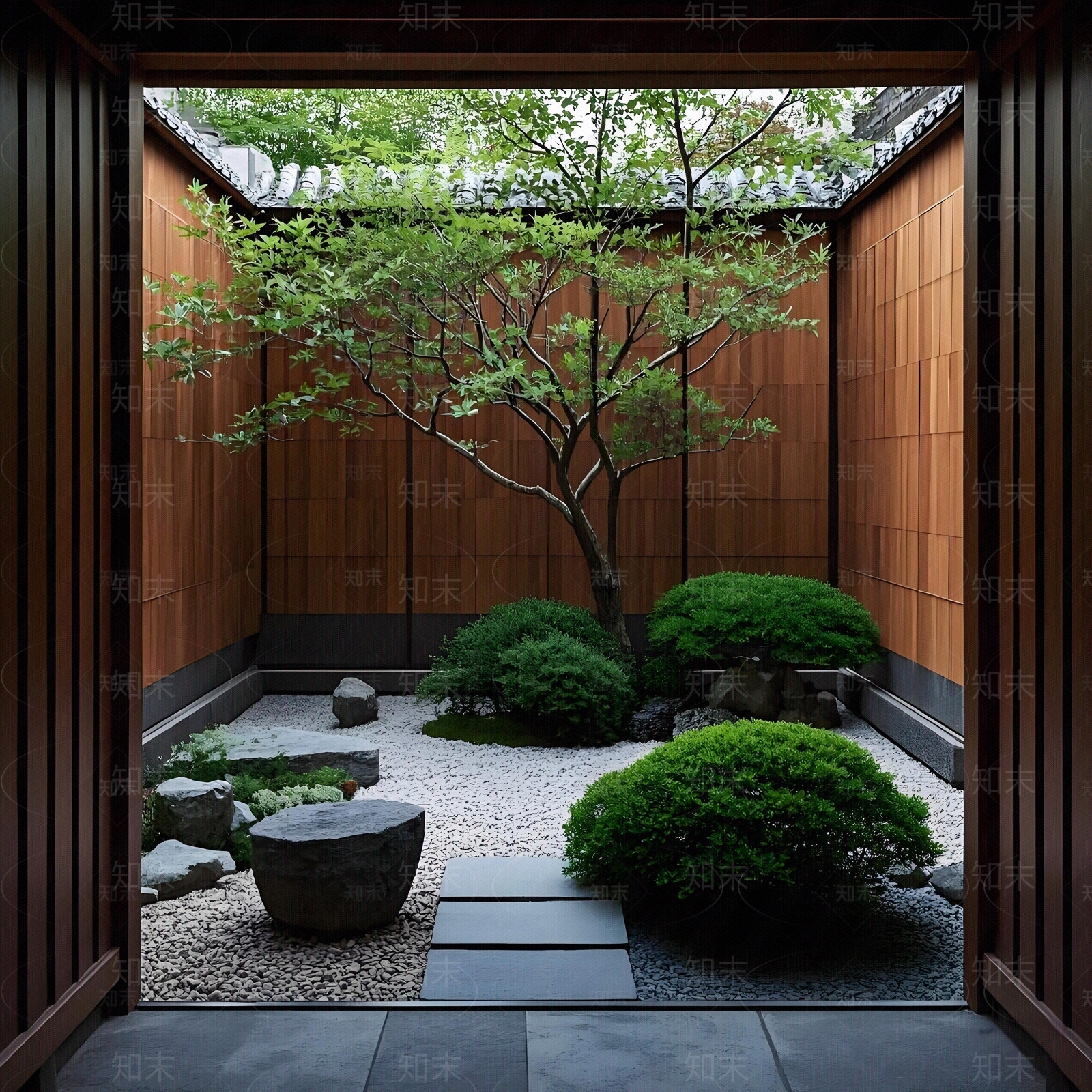 侘寂禅意小区外景贴图下载【ID:1186582632】