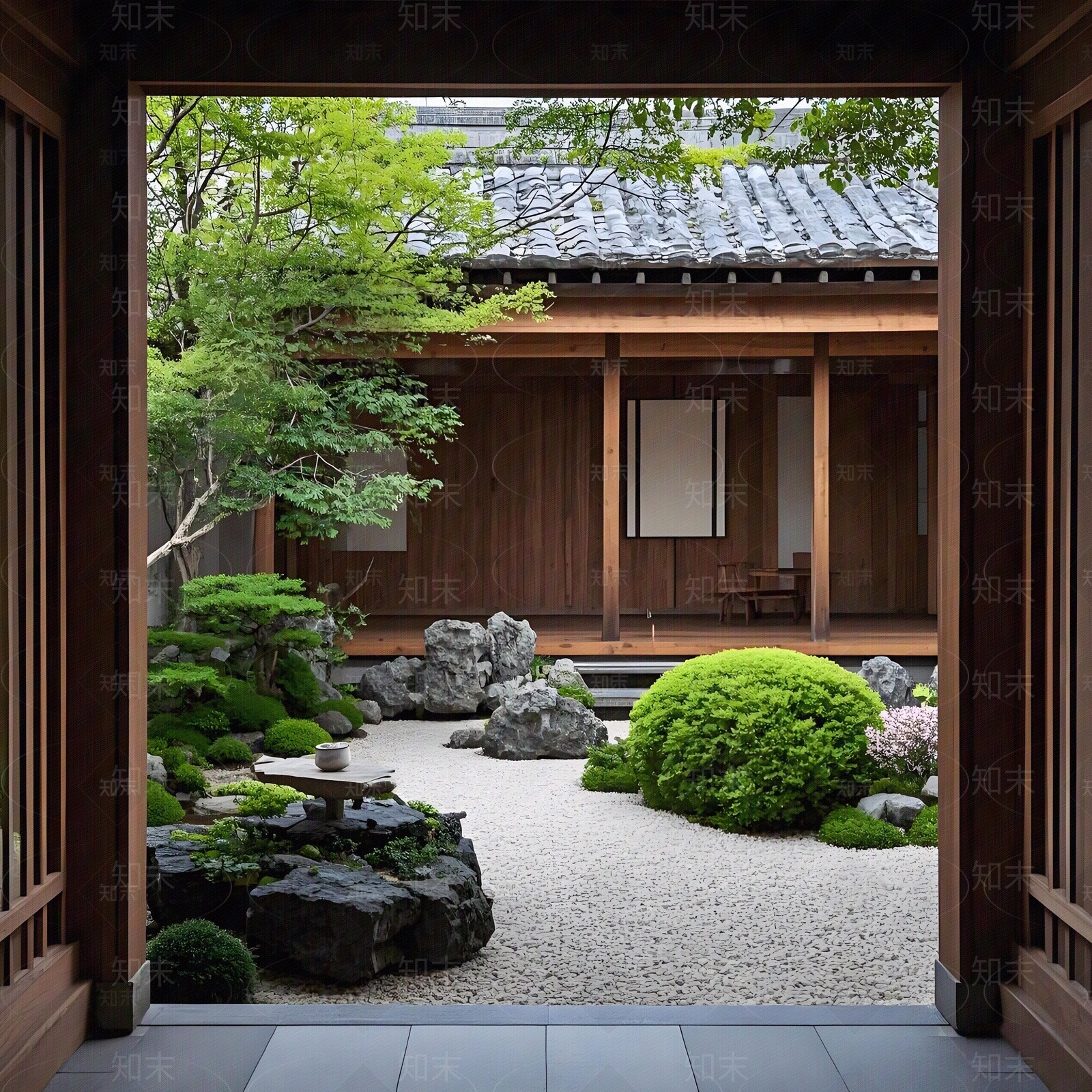 侘寂禅意小区外景贴图下载【ID:1186583062】