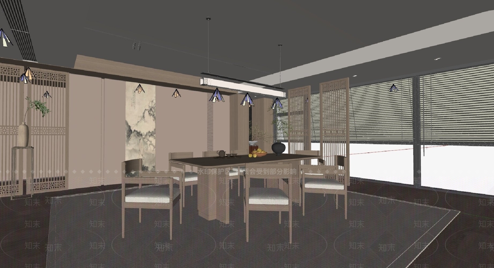 中式茶餐厅SU模型下载【ID:1186583560】