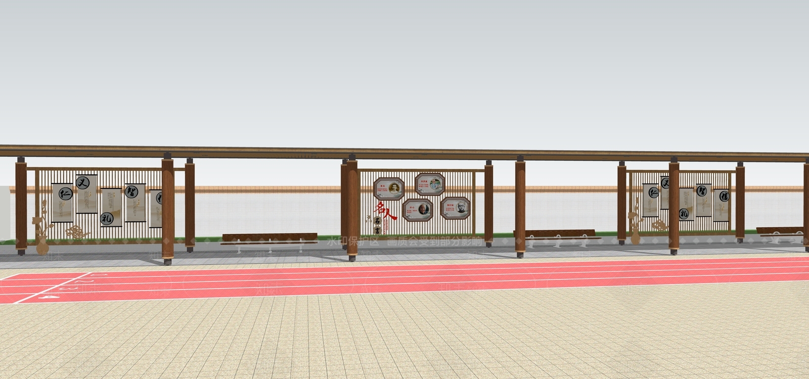 新中式校园景观SU模型下载【ID:1186583496】