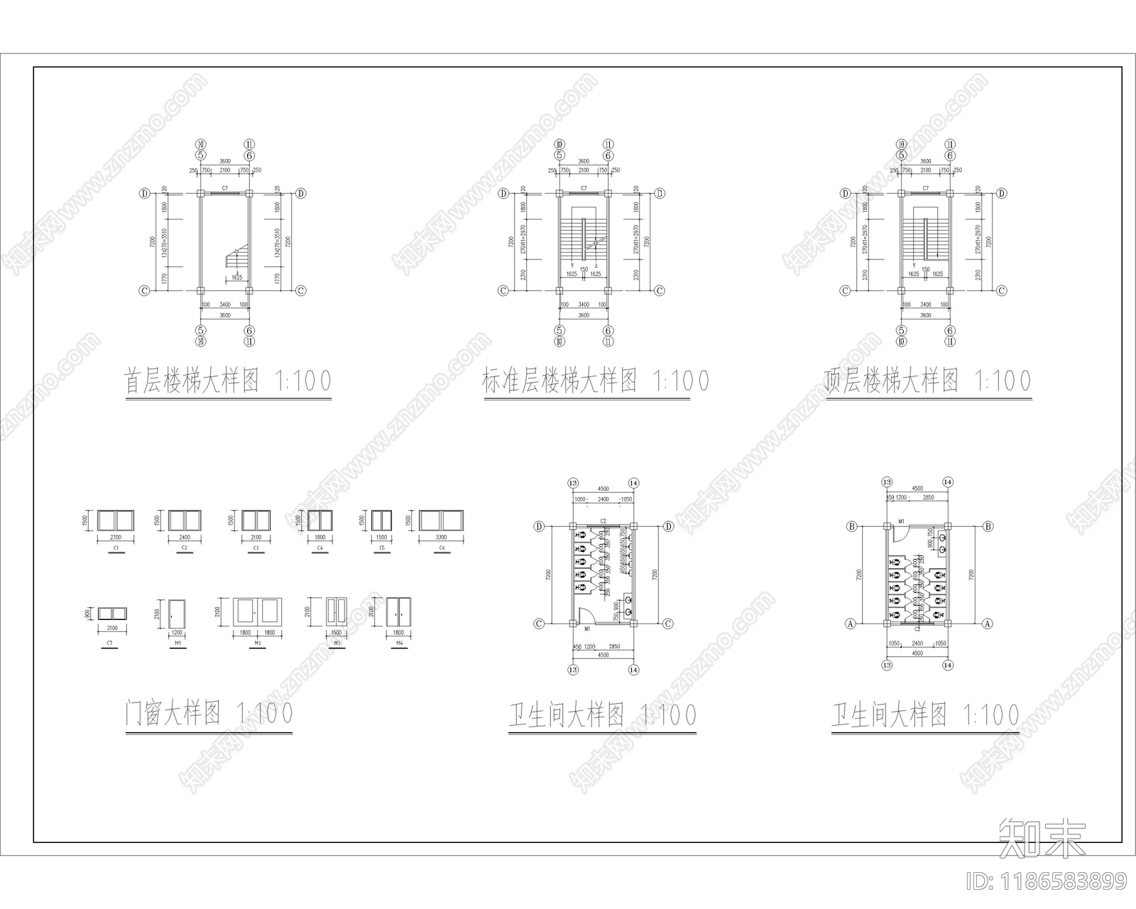 现代学校建筑cad施工图下载【ID:1186583899】