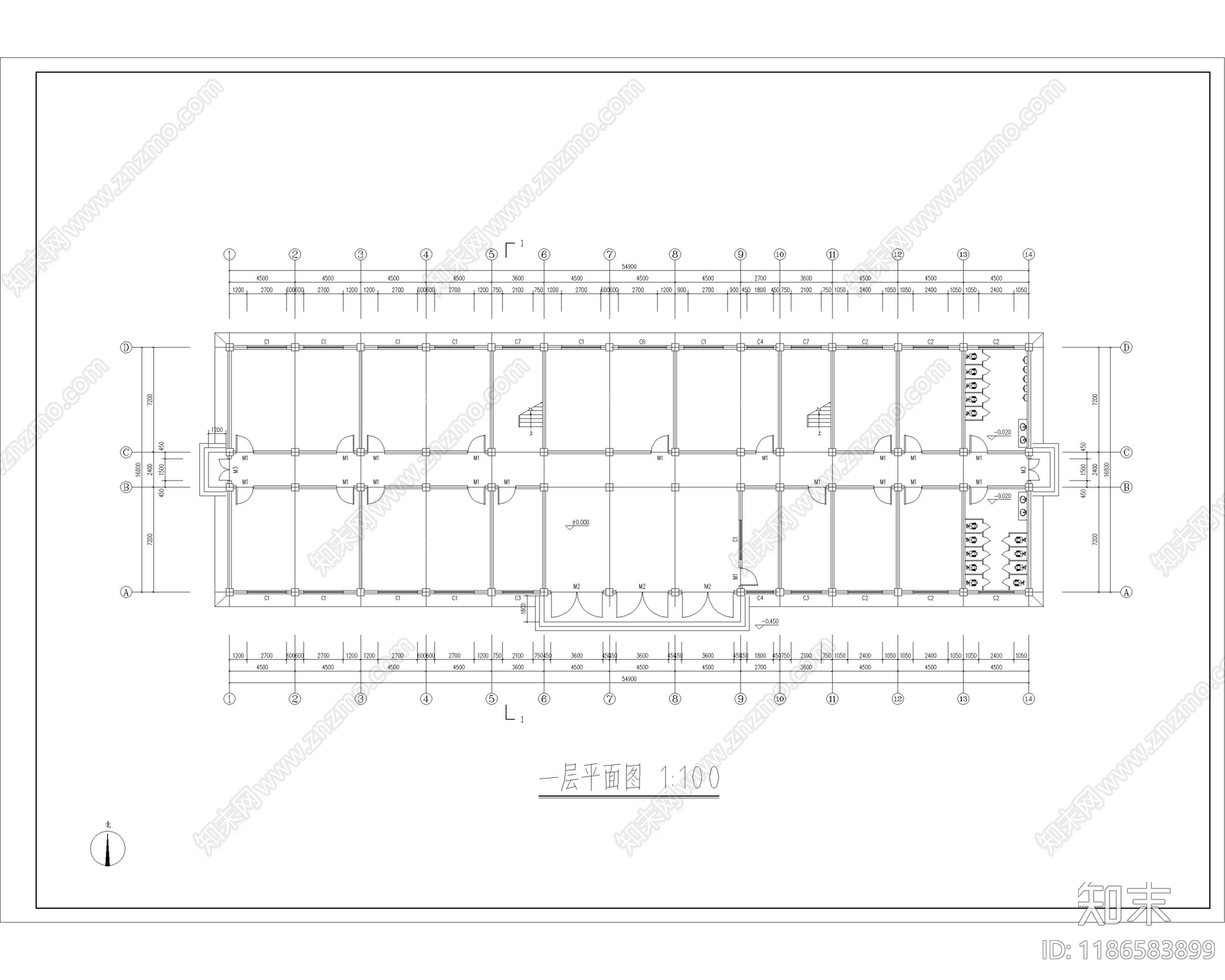 现代学校建筑cad施工图下载【ID:1186583899】