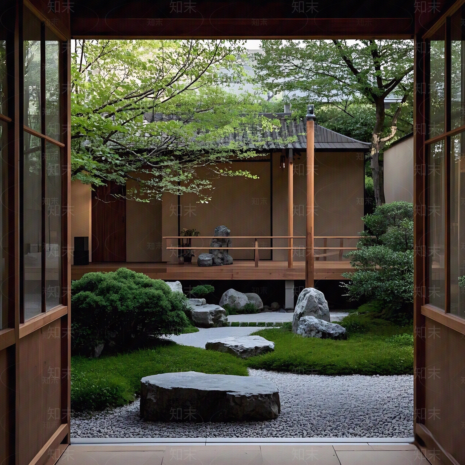 侘寂禅意小区外景贴图下载【ID:1186583873】