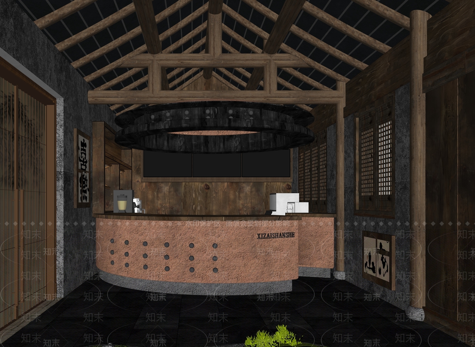 现代复古奶茶店SU模型下载【ID:1186587676】