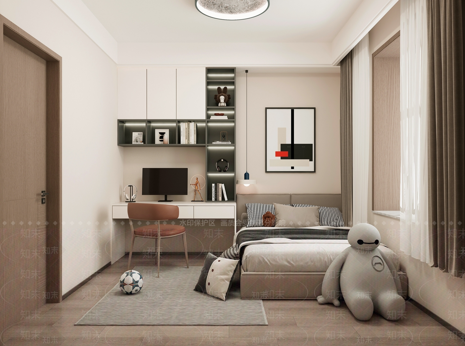 现代通用儿童房3D模型下载【ID:1186588678】