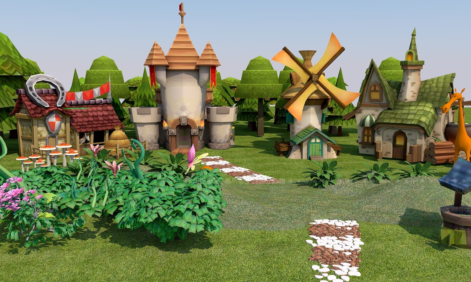 现代办公大厅3D模型下载【ID:1186593887】