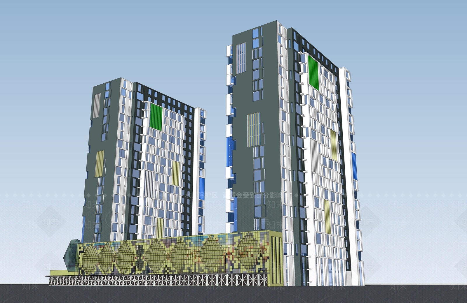 现代酒店建筑SU模型下载【ID:1186596687】