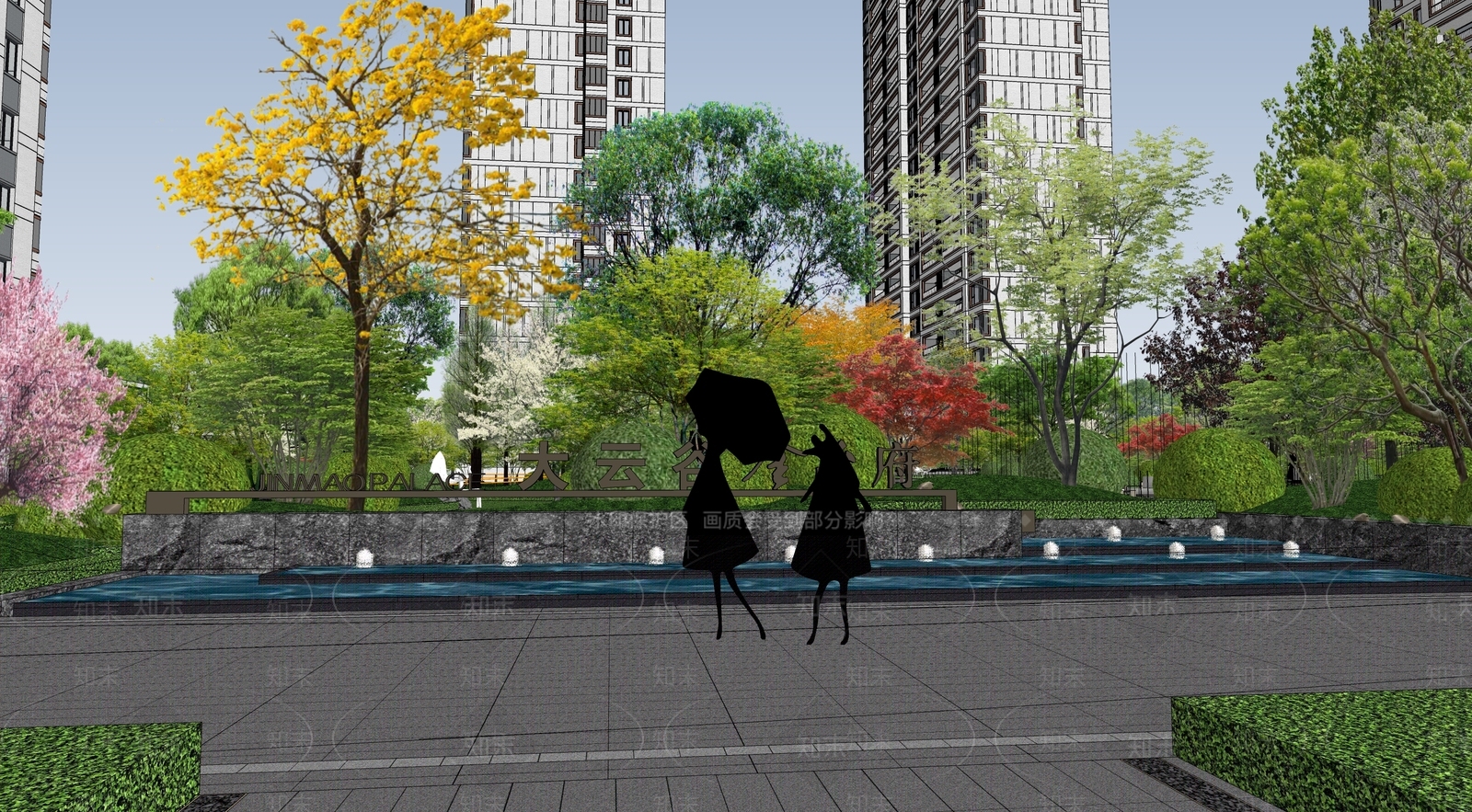 现代新中式水景SU模型下载【ID:1186597022】