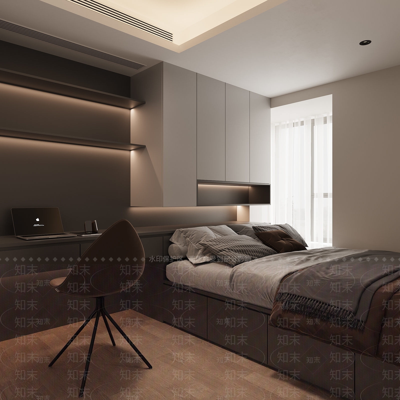 现代榻榻米卧室3D模型下载【ID:1186598154】