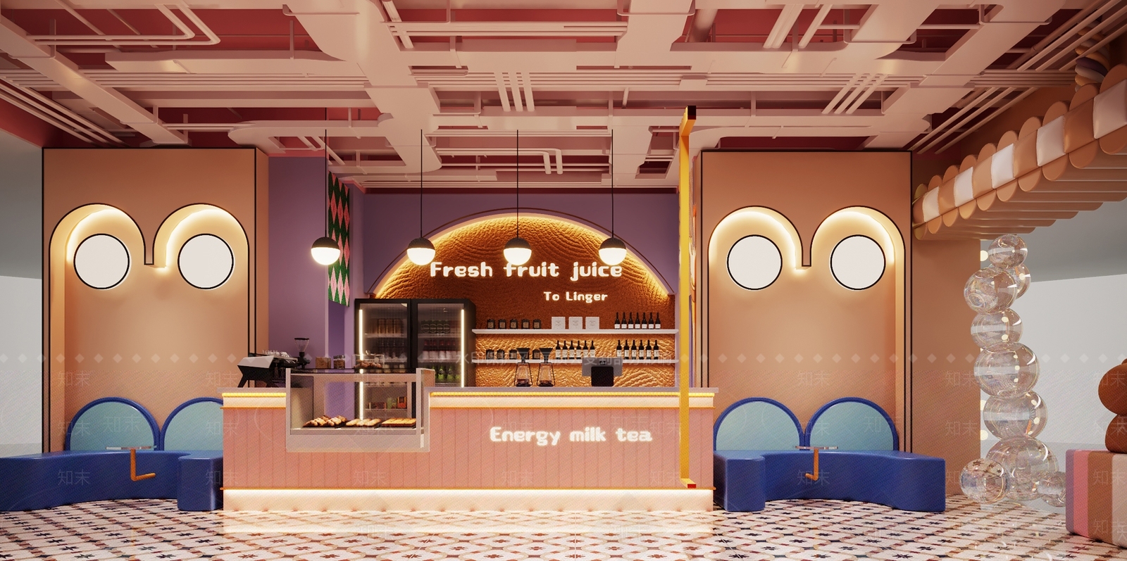 现代奶茶店3D模型下载【ID:1186603559】