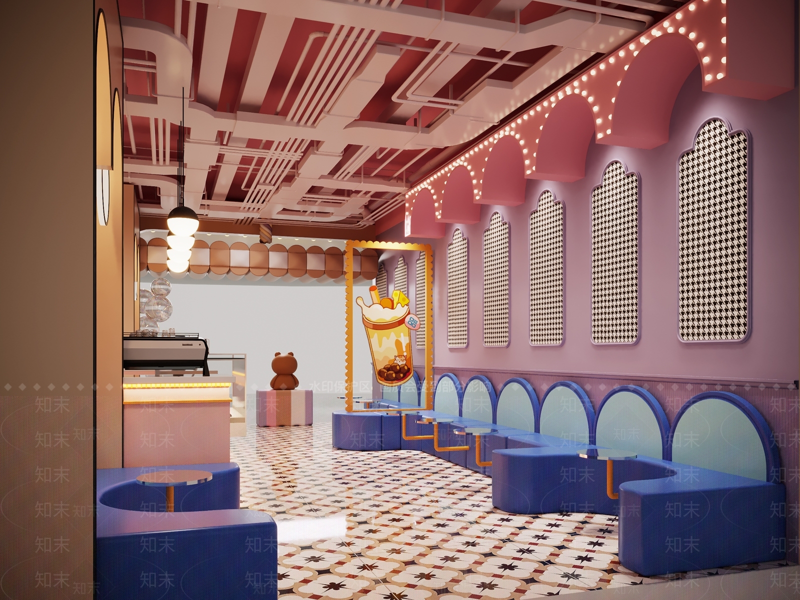 现代奶茶店3D模型下载【ID:1186603559】