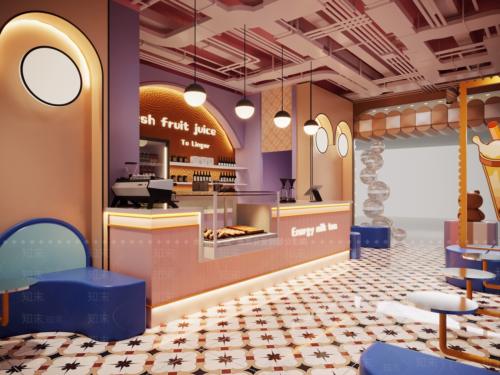 现代奶茶店3D模型下载【ID:1186603559】