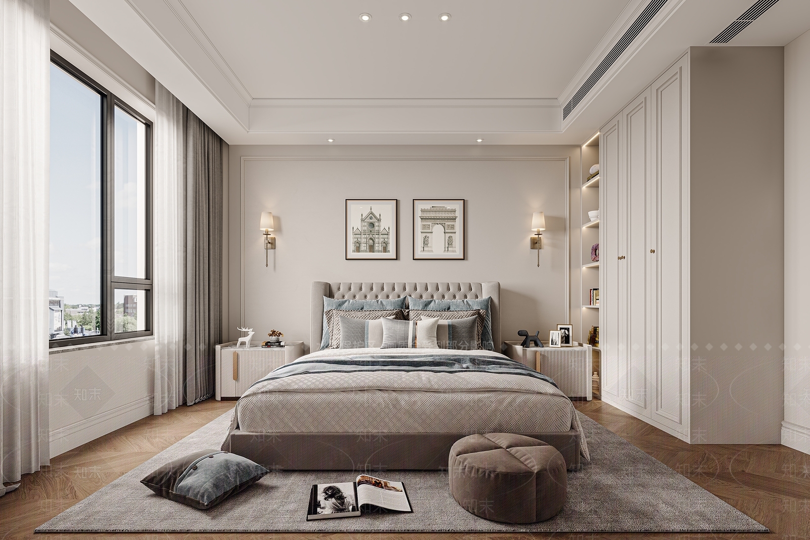 轻奢美式单人床3D模型下载【ID:1186602854】