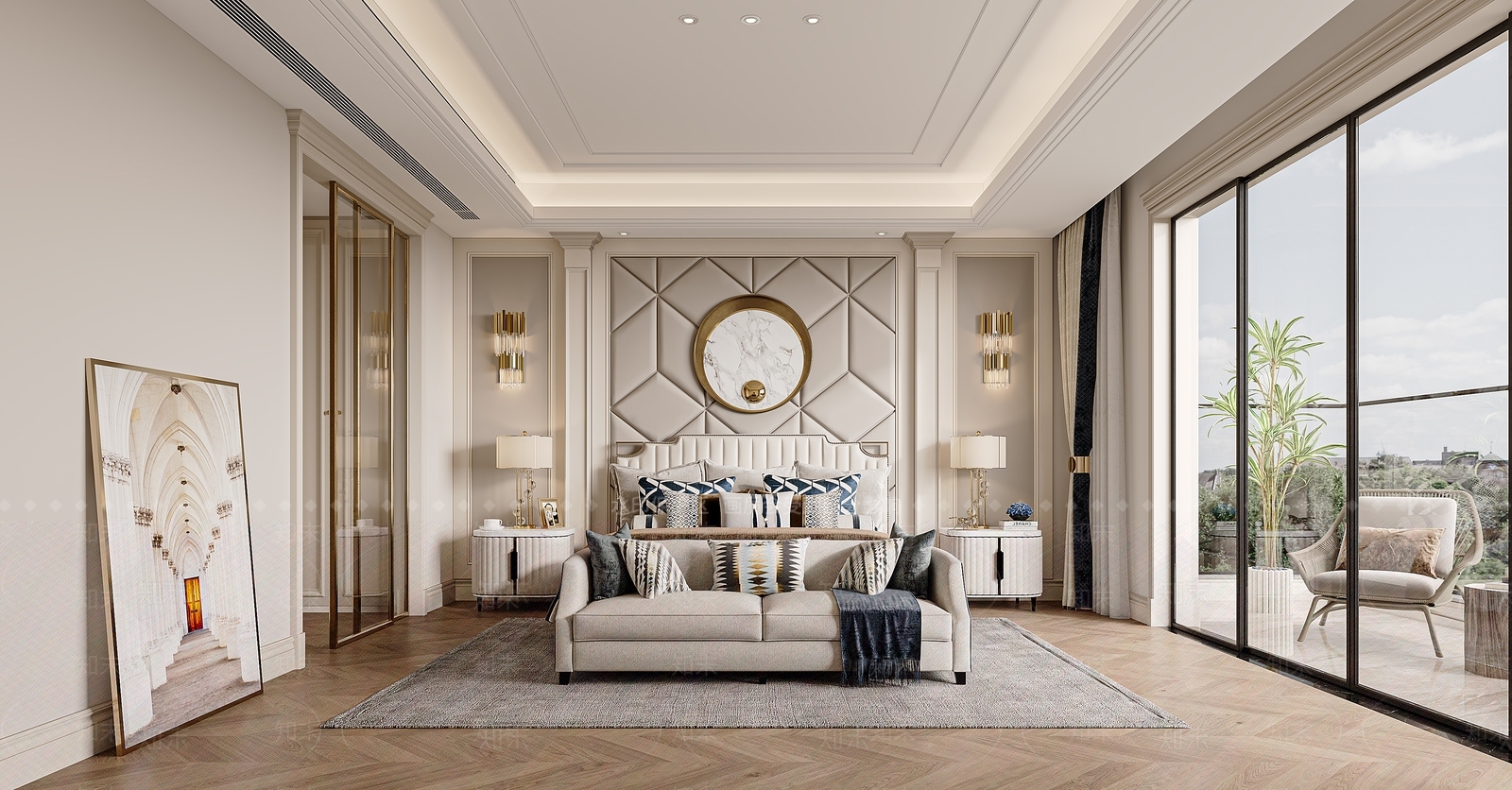 轻奢美式单人床3D模型下载【ID:1186603270】