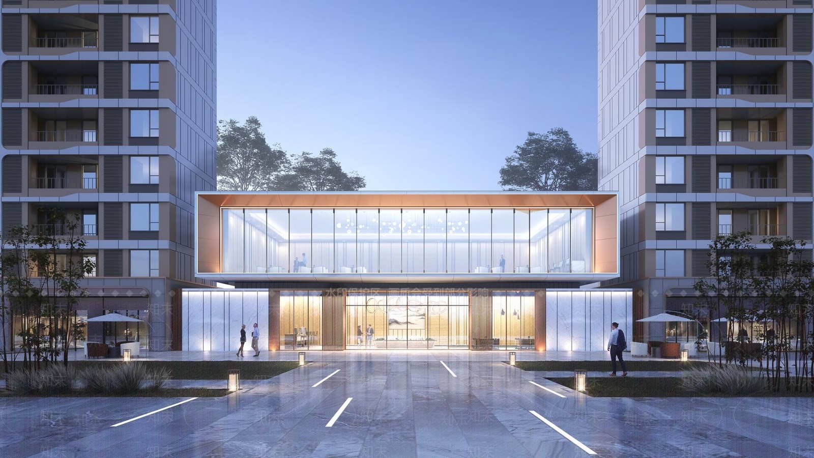 现代新中式售楼处外观3D模型下载【ID:1186603611】