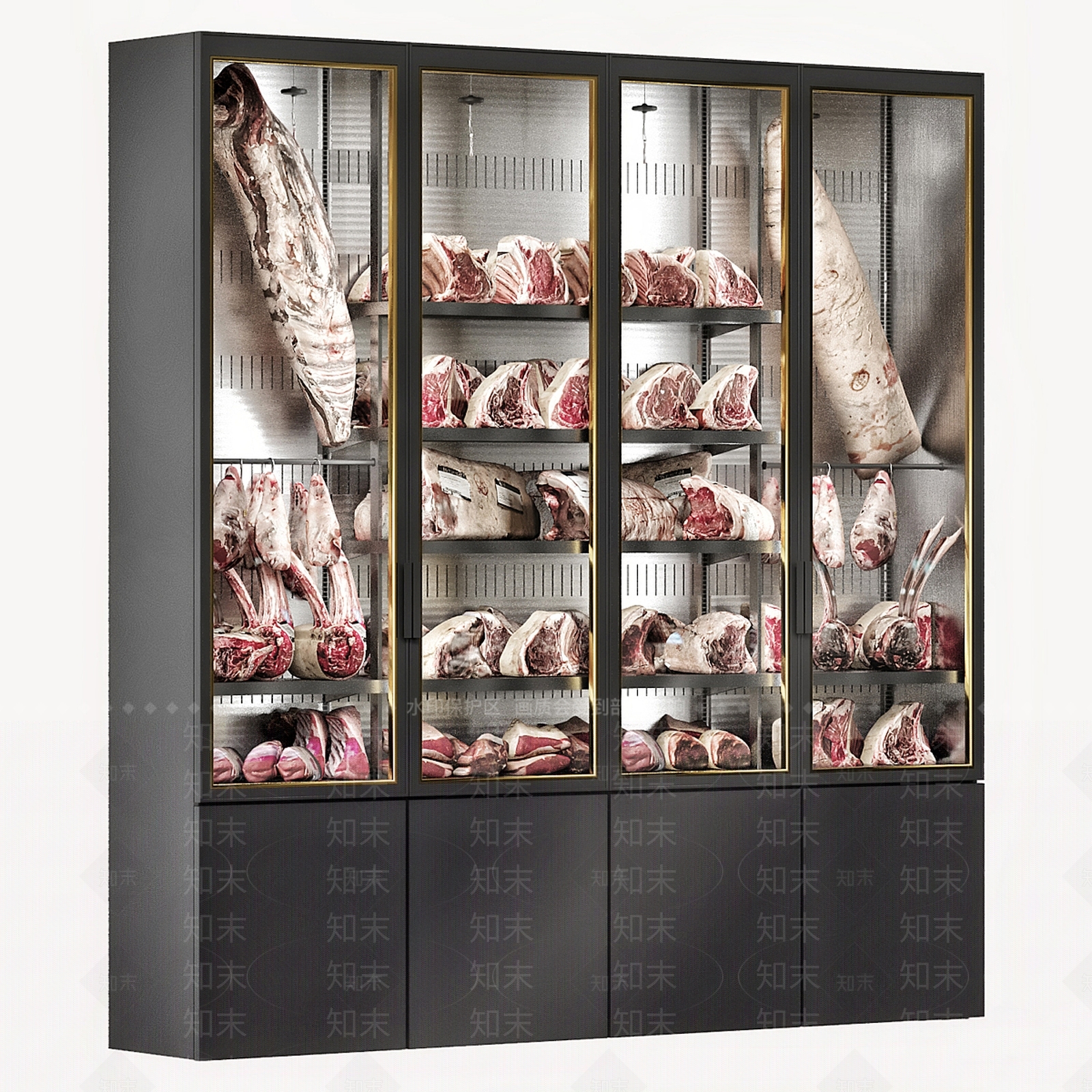 现代新中式冰箱柜3D模型下载【ID:1186603783】