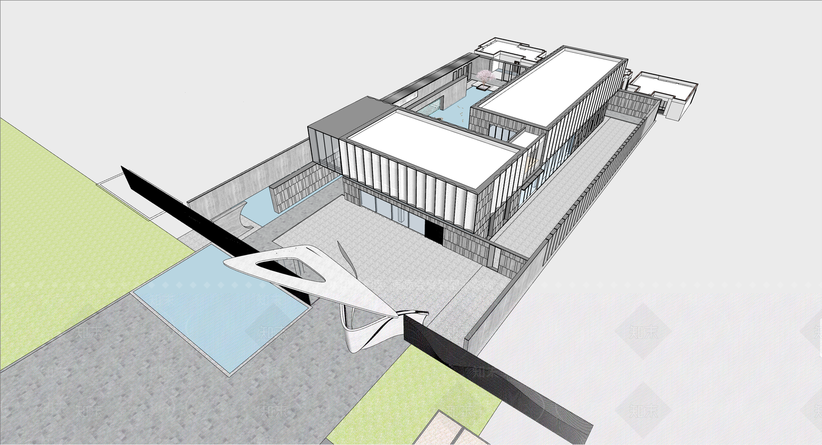 现代多层住宅SU模型下载【ID:1186608042】