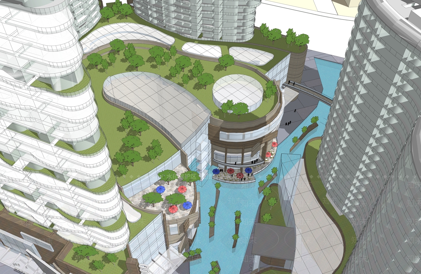 现代酒店建筑SU模型下载【ID:1186609648】