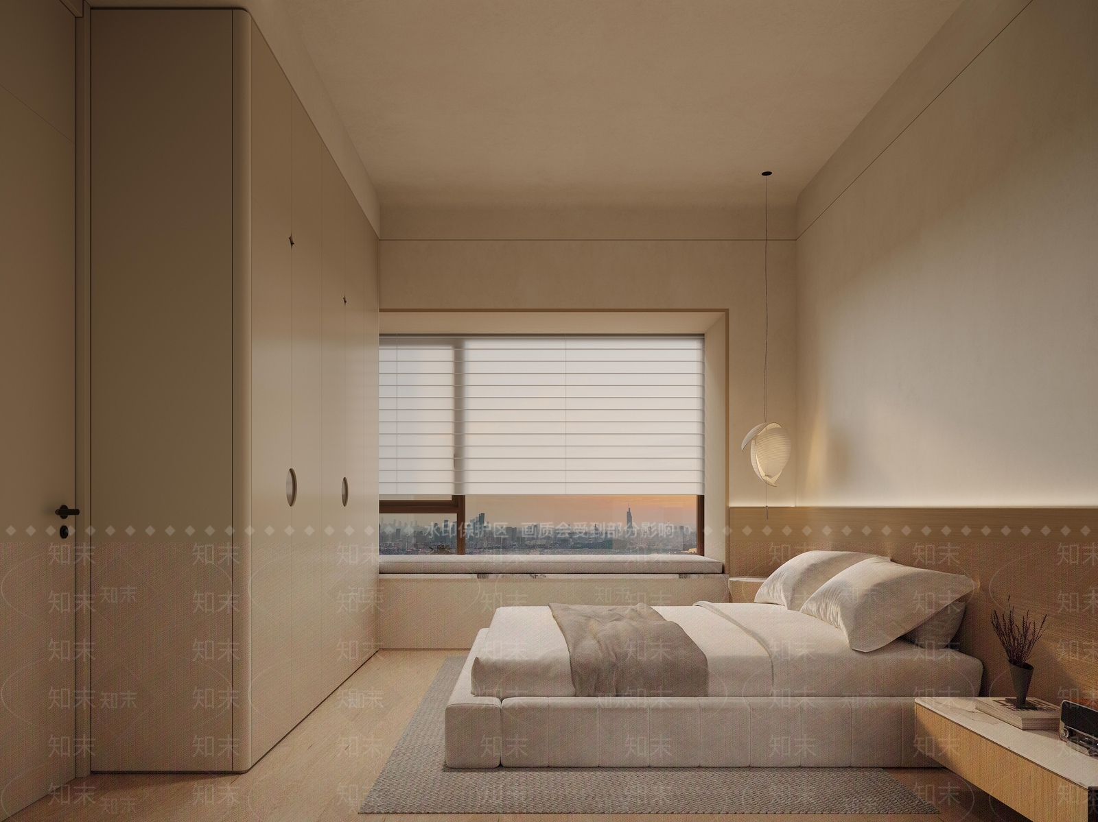 奶油侘寂家居卧室3D模型下载【ID:1186610656】