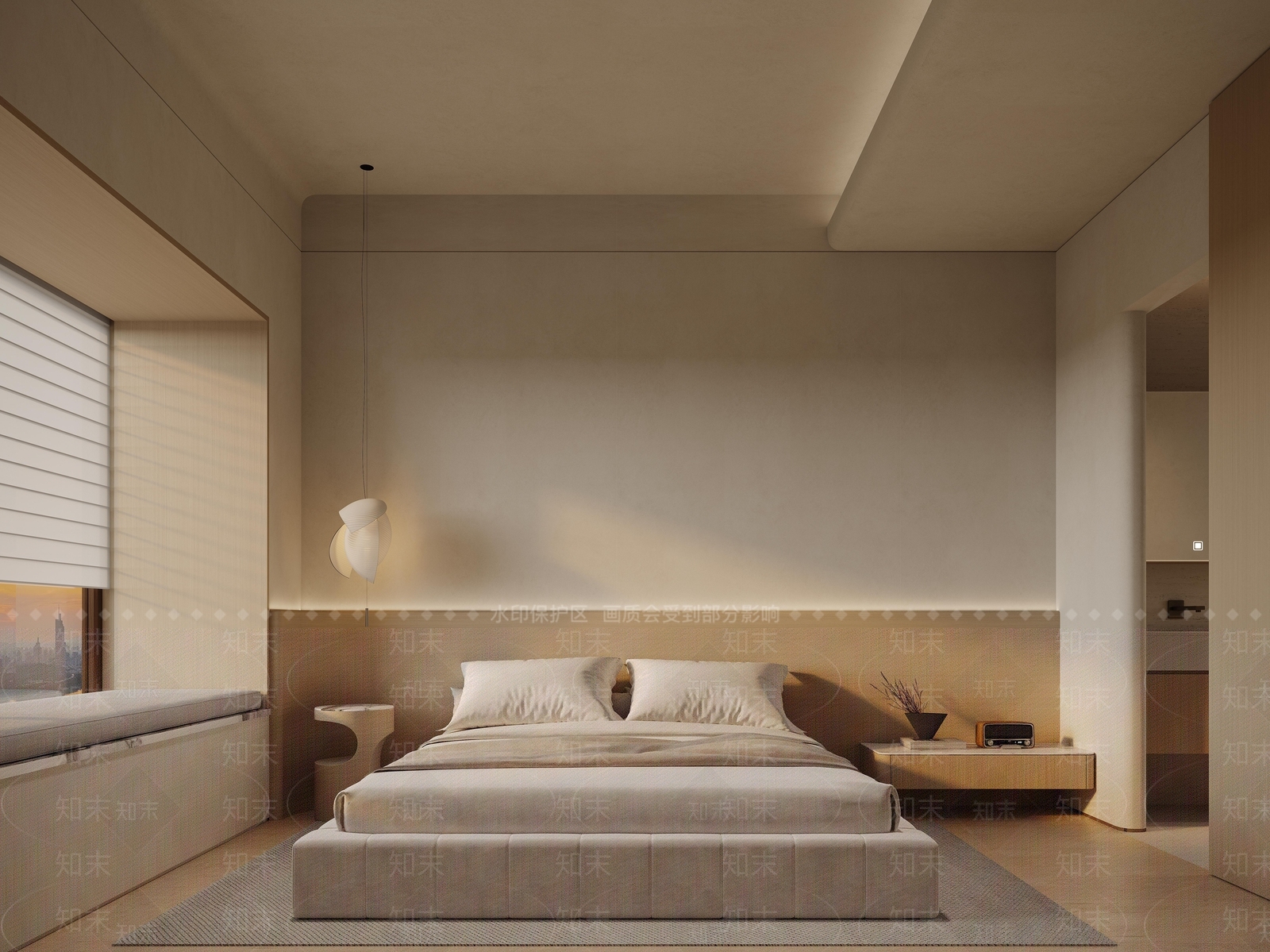 奶油侘寂家居卧室3D模型下载【ID:1186610656】
