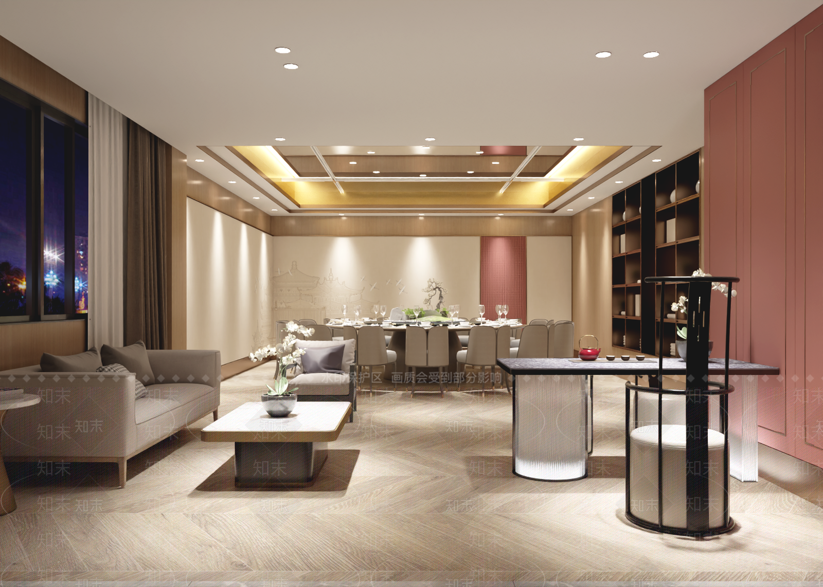 现代新中式包厢3D模型下载【ID:1186610549】