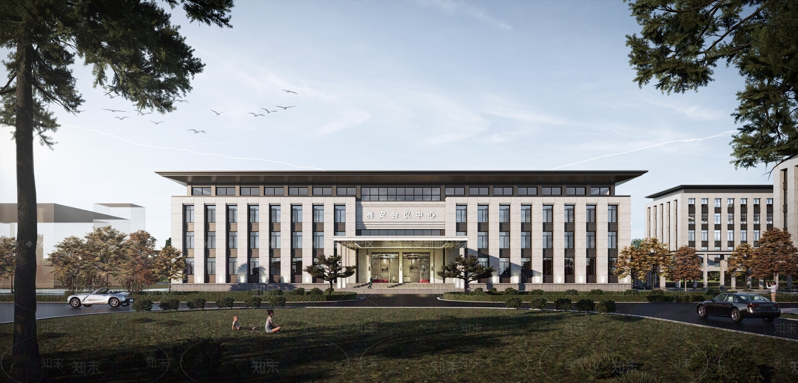 新中式现代办公楼SU模型下载【ID:1186612235】