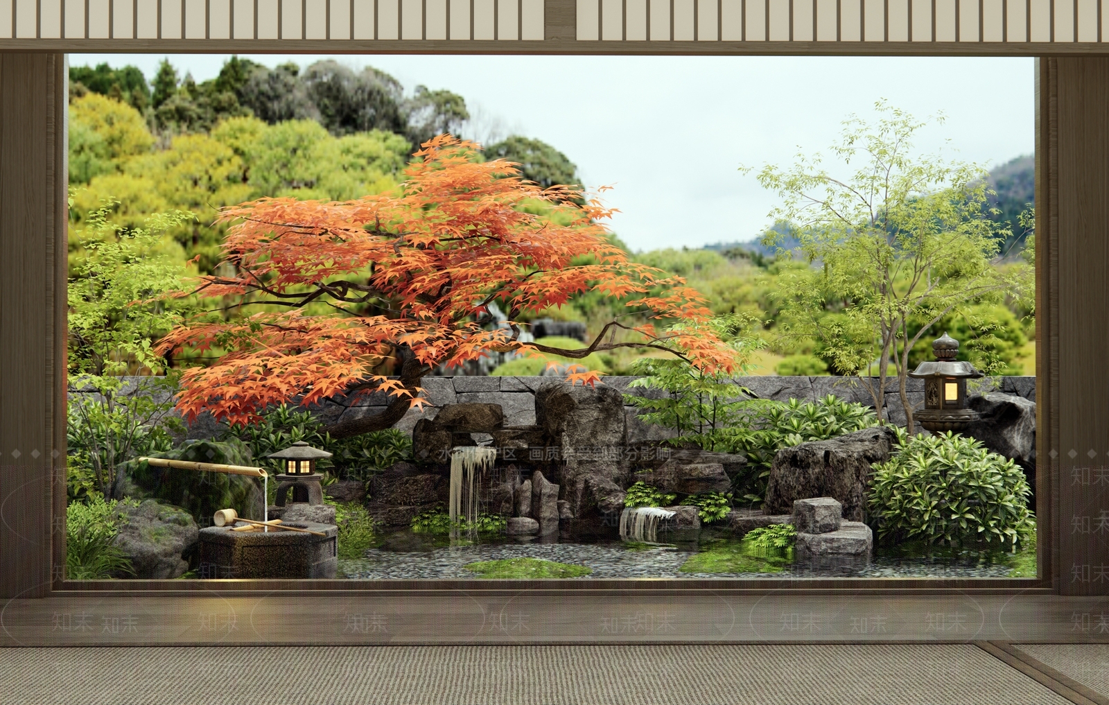 日式新中式庭院3D模型下载【ID:1186613723】